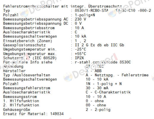 8530/1-RCBO-STAA101N-30-C10 -000-2 / 322003 Stahl