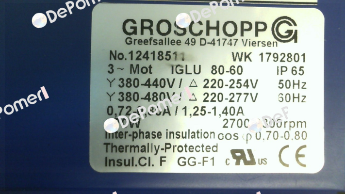 Type: IGLU 80-60 / IP65 Groschopp