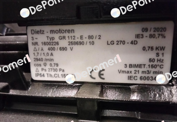 192627 for GR-112-E-80/2 Dietz-Motoren