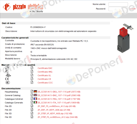 FS 2096D024-F Pizzato Elettrica