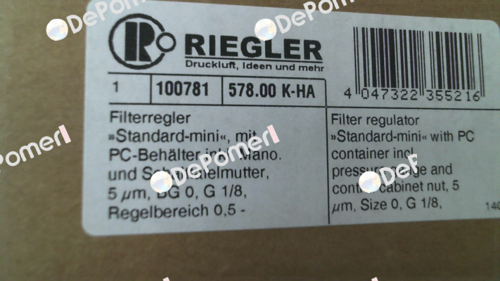 p/n: 100781, Type: 578.00 K-HA Riegler