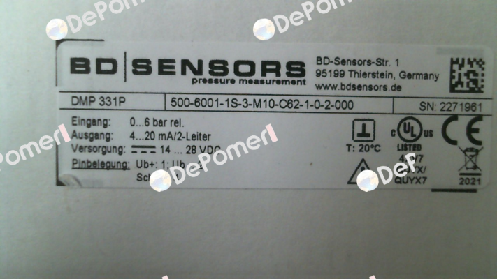 500-6001-1S-3-M10-C62-1-0-2-000 Bd Sensors