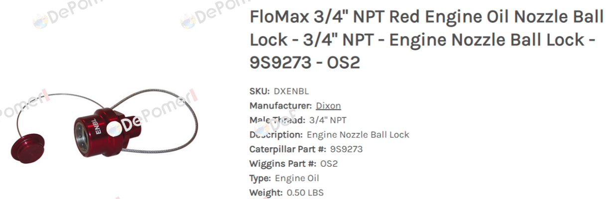 9S9273     3/4" NPT male Thread Dixon